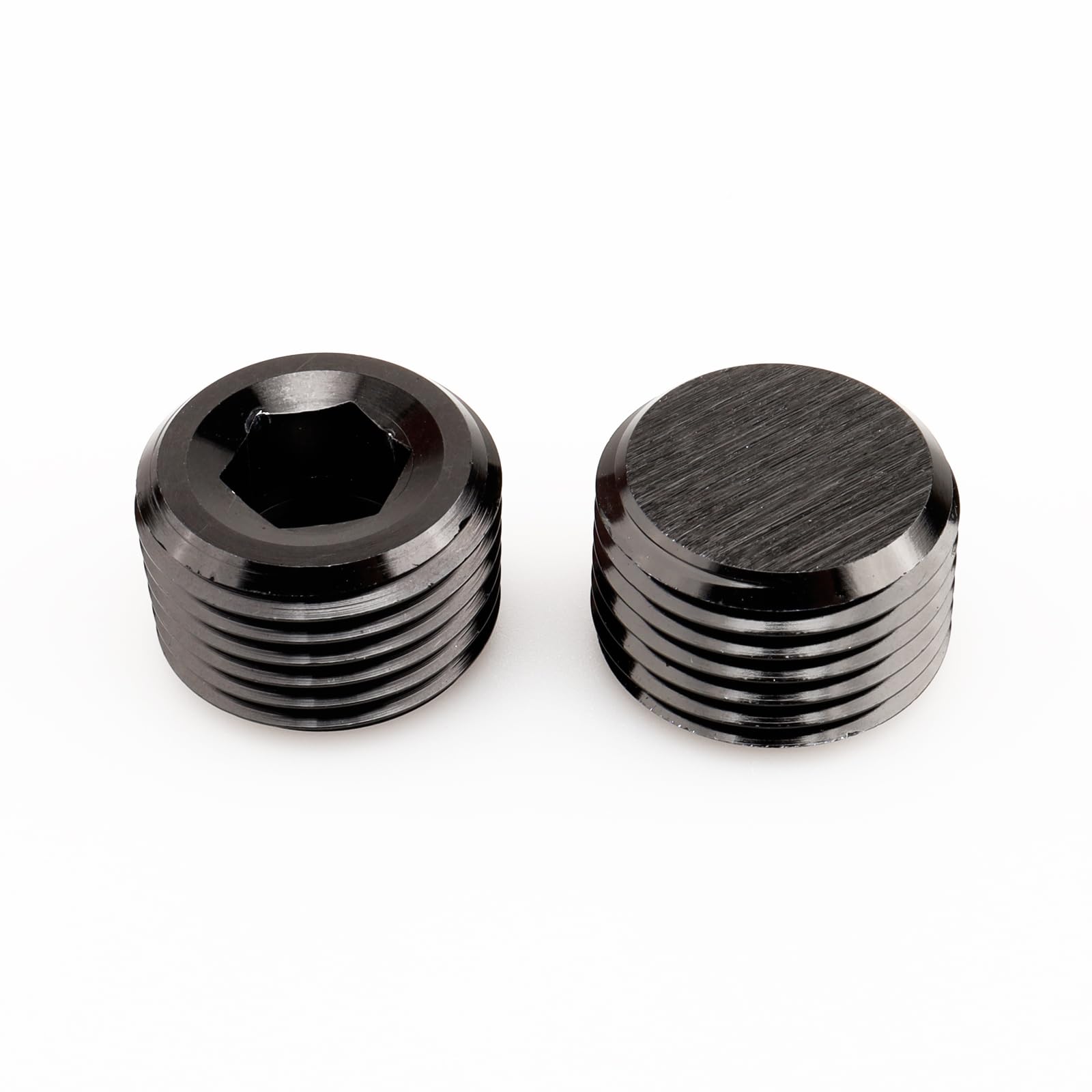 AC PERFORMANCE 3/8 NPT Male Socket Allen Head Plugs Aluminum Black, Pack of 2