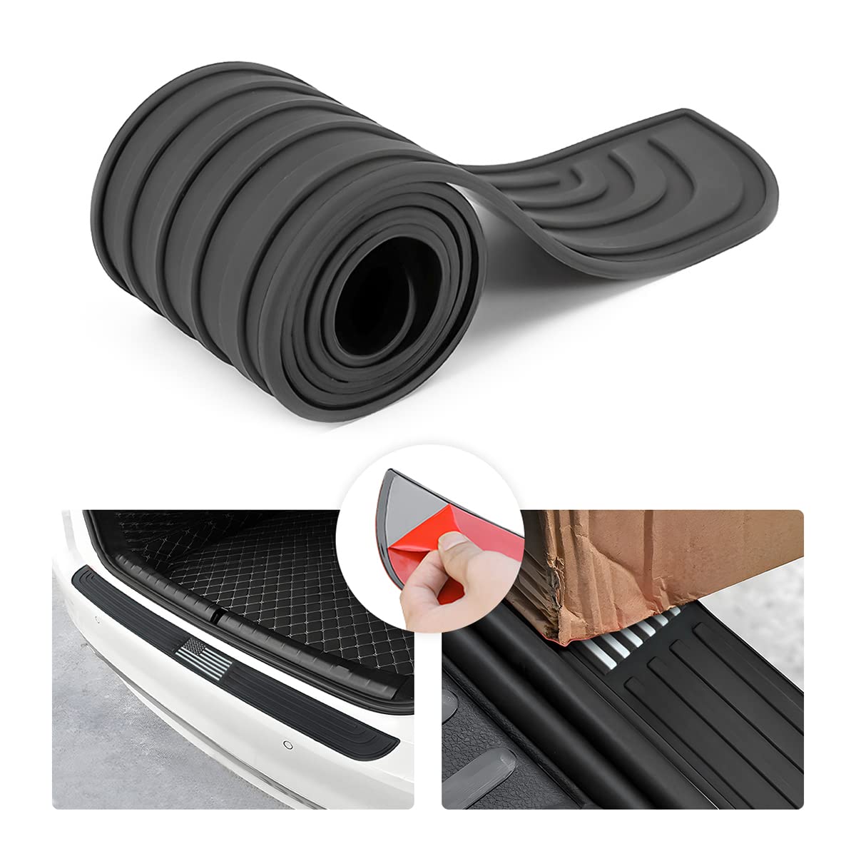 Car Rear Bumper Protector Guard, American Flag Anti-Scratch Door Entry Sill Guard, Non-Slip Rubber Vehicle Trim Cover Protection