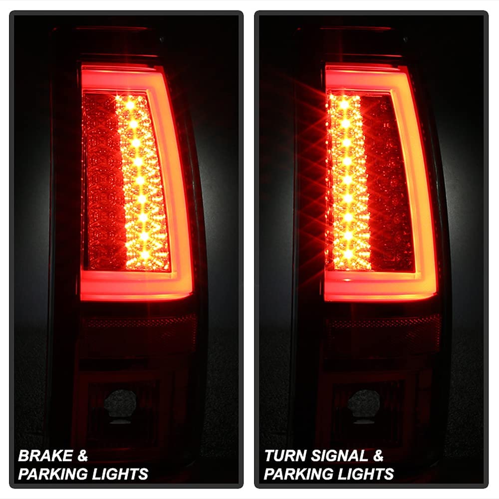 Acanii - For 2003-2006 Chevy Silverado 1500 2500Hd 3500 Red Clear Led Tube Tail Lights Brake Lamps Driver & Passenger