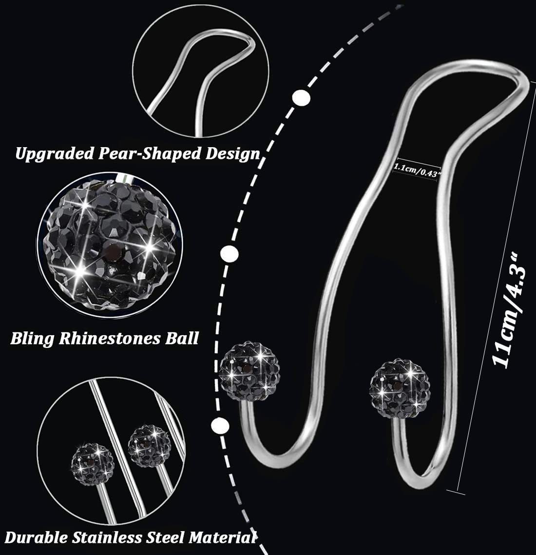 Mtgocha Bling Purse Hook For Car Headrest,Upgraded Cute Car Seat Hooks For Bag, Handbag Holder Purse Hanger For Car Bling Access