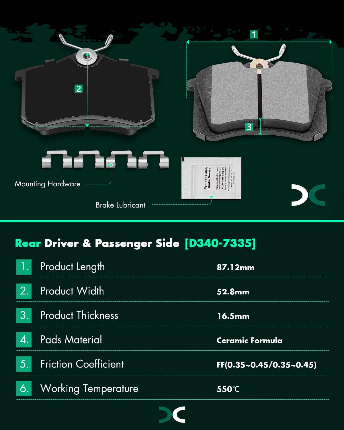 Scitoo D340 D840 Front Rear Ceramic Brake Pads Sets Fit For Audi A4 1999-2005,For Audi A4 Quattro 1999-2005,For Audi A6 2000-200