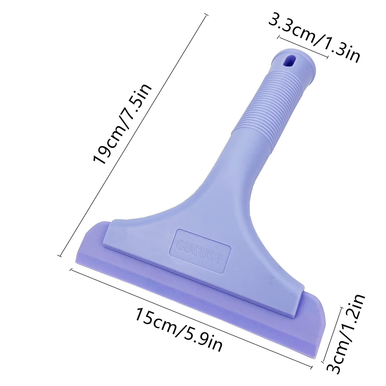 Gugugi Super Flexible Silicone Squeegee, Auto Water Blade, Water Wiper, Shower Squeegee, 5.9'' Blade And 7.5'' Long Handle, For