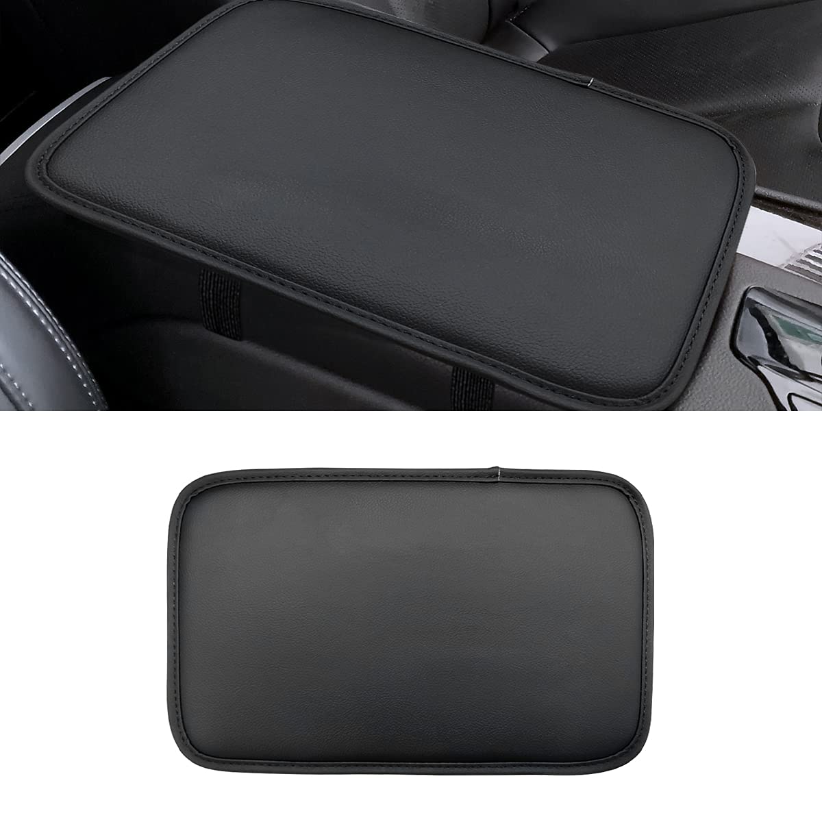 8Sanlione Leather Center Console Cushion Pad, 11.4'X7.4' Waterproof Armrest Seat Box Cover Fit For Most Cars, Vehicles, Suvs, Comfort, Car Interior Protection Accessories (Black/Skin)