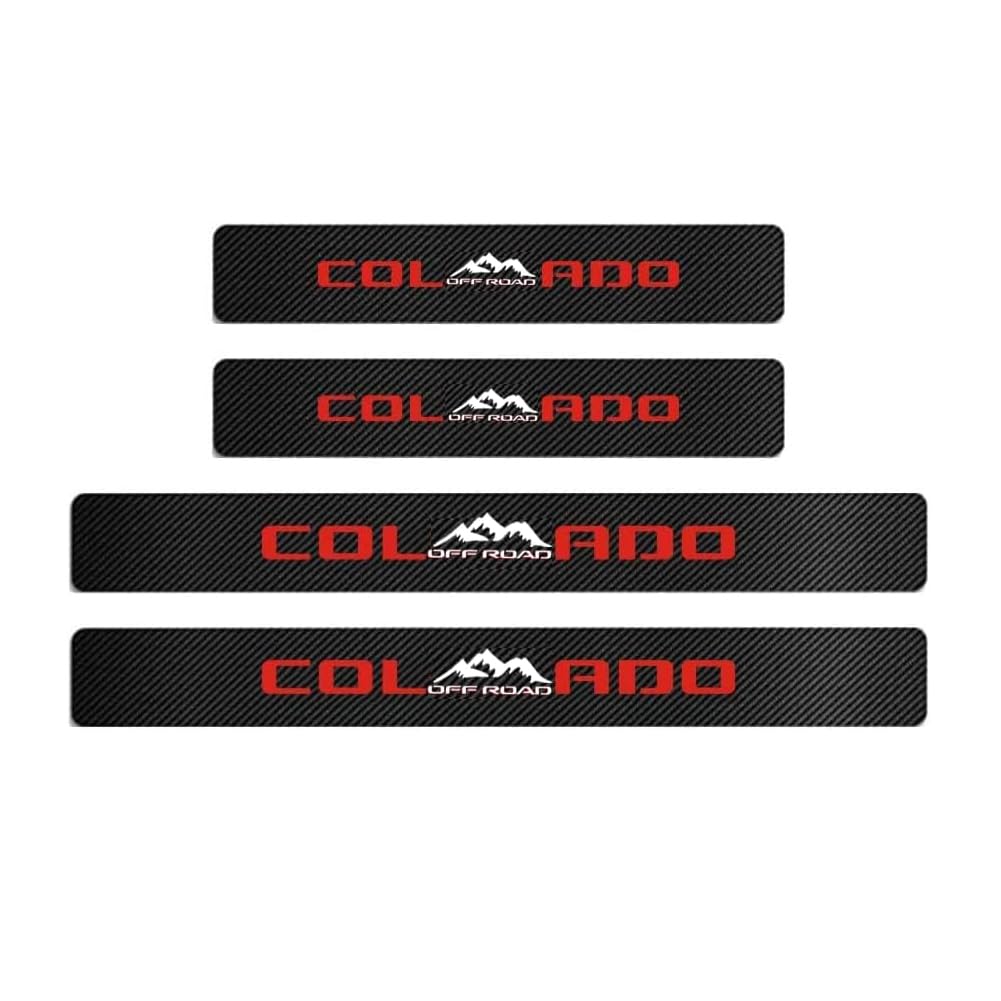 Maxmilo 4Pcs Car Door Sill Protector Reflective 4D Carbon Fiber Leather Sticker Decoration Door Entry Guard Accessories Compatib