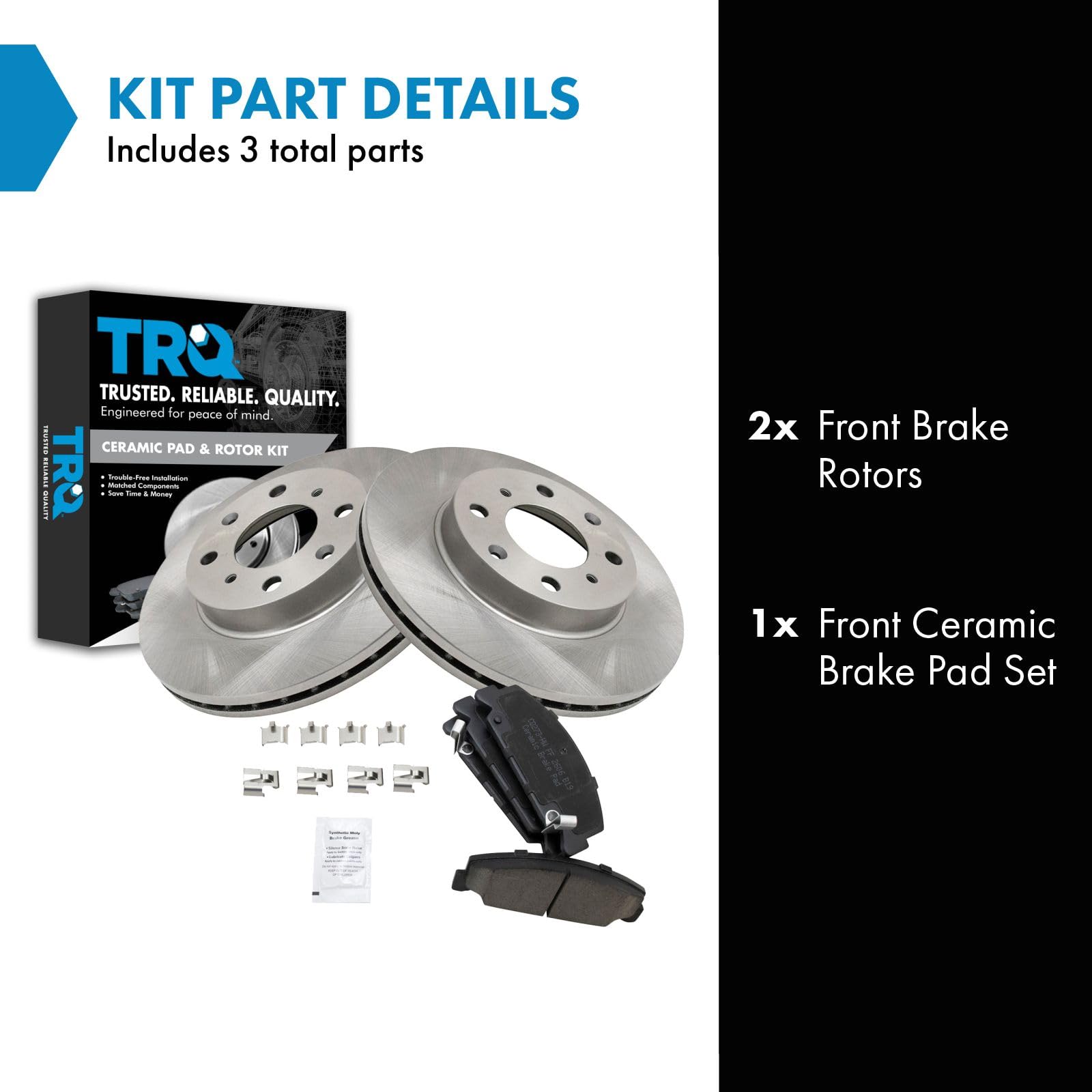 Trq Front Brake Pad & Rotor Kit Brake Pads Brake Rotor Ceramic Compatible With 1990-2000 Honda Civic 1993-1997 Civic Del Sol 199