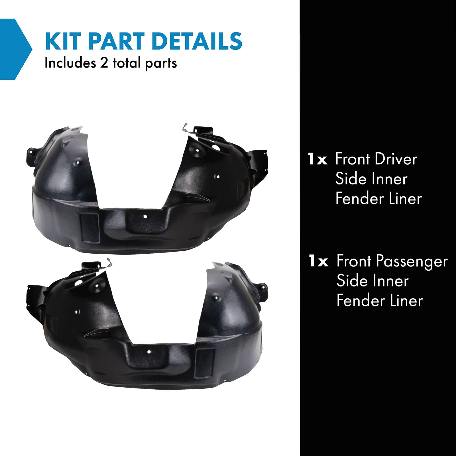 Trq Front Inner Fender Liner Set Compatible With 2007-2010 Ford Edge Lincoln Mkx Fo1248130 Fo1249130