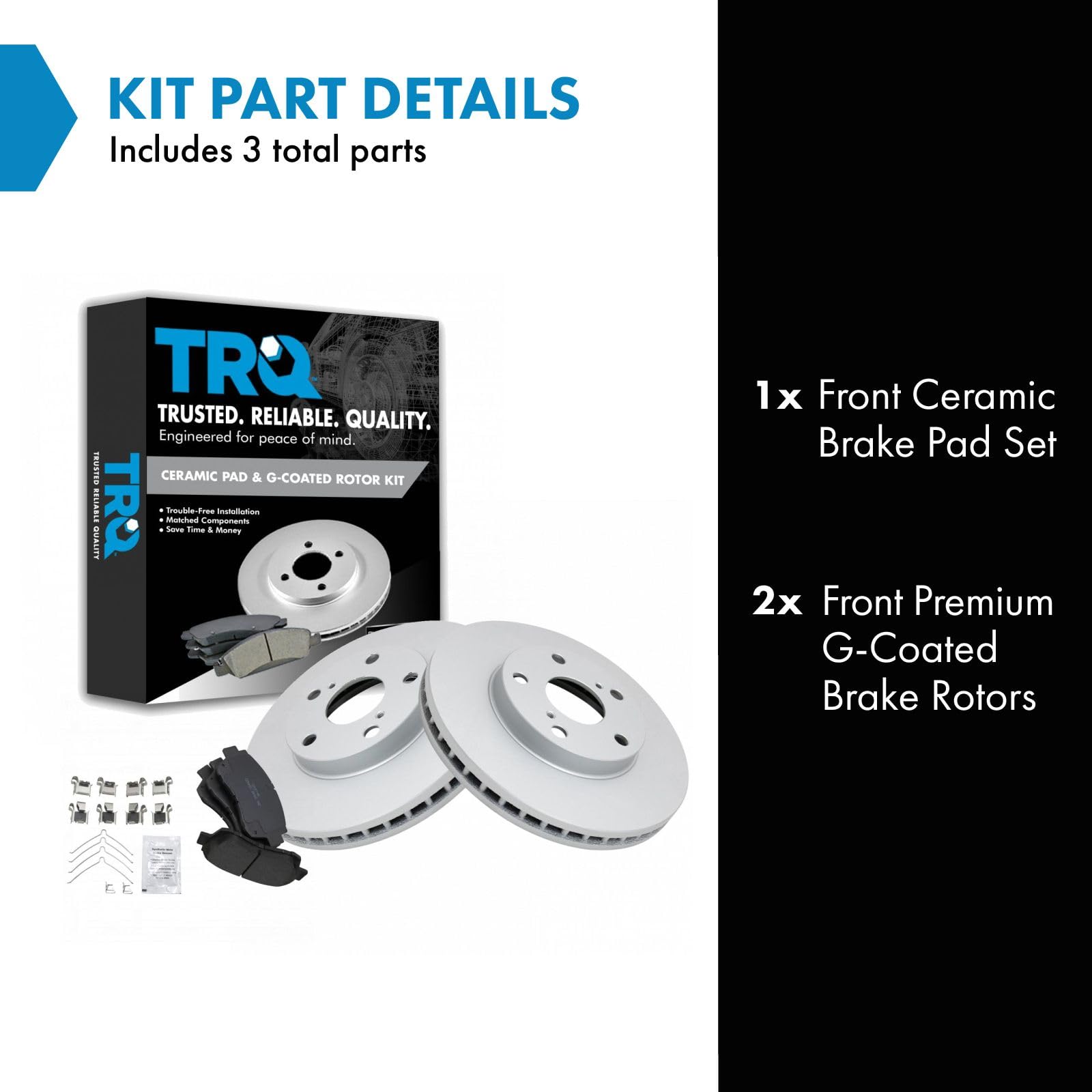 Trq Front Brake Pad & Rotor Kit Brake Pads Brake Rotor Ceramic Premium G-Coated Compatible With 1995-1997 Toyota Avalon 1996-200