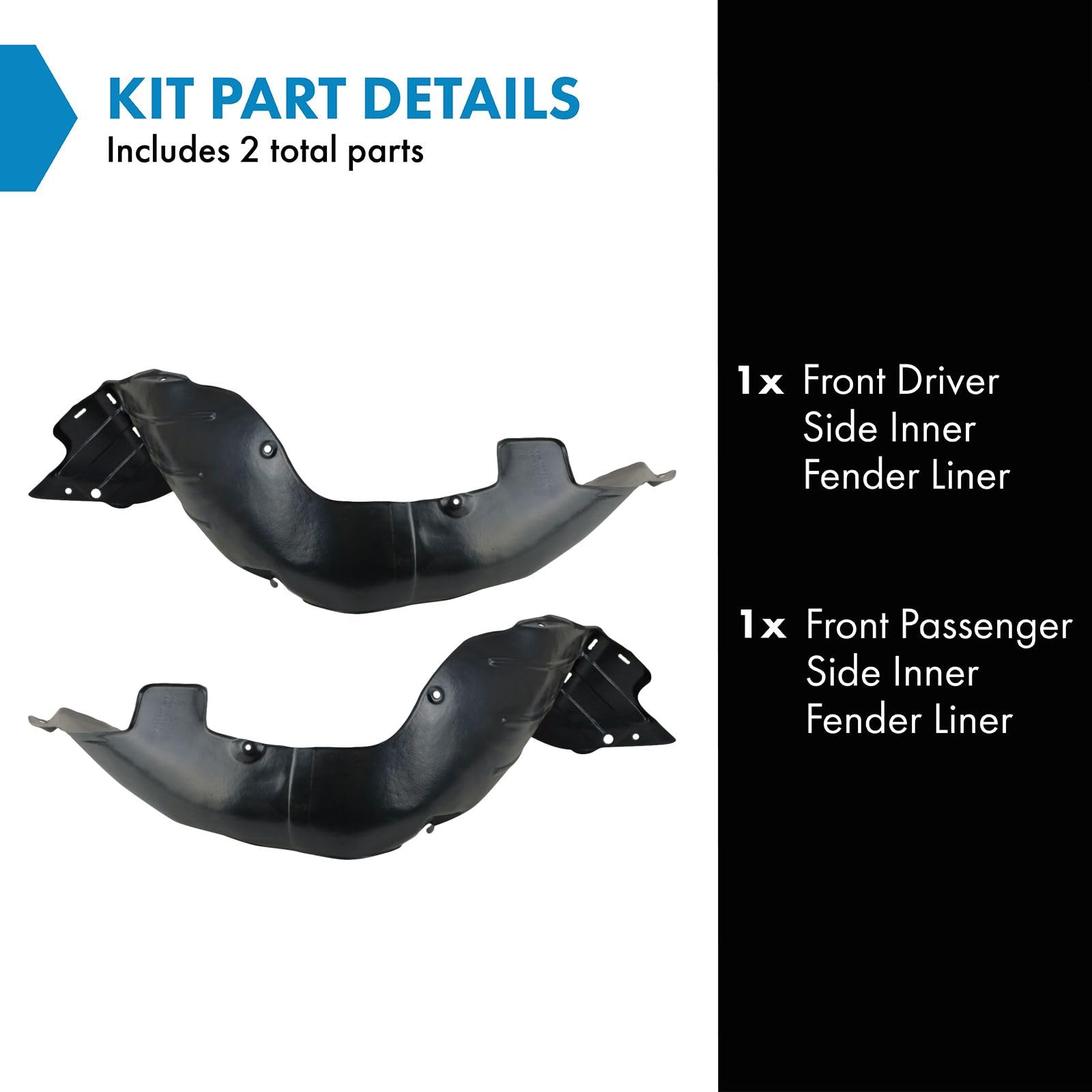 Trq Front Inner Fender Liner Set Compatible With 2011-2013 Hyundai Elantra Hy1248125 Hy1248126 Hy1249125 Hy1249126