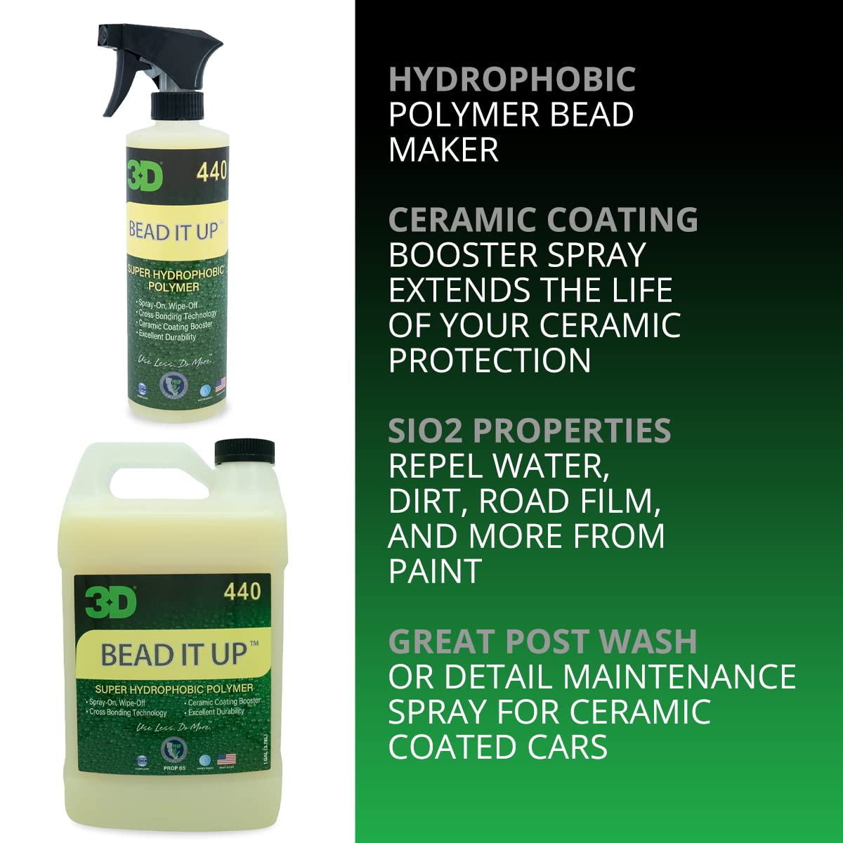 3D Bead It Up Ceramic Coating Booster Spray - Super Hydrophobic Bead Maker - Polymer Paint Protectant & Sealant 16Oz.