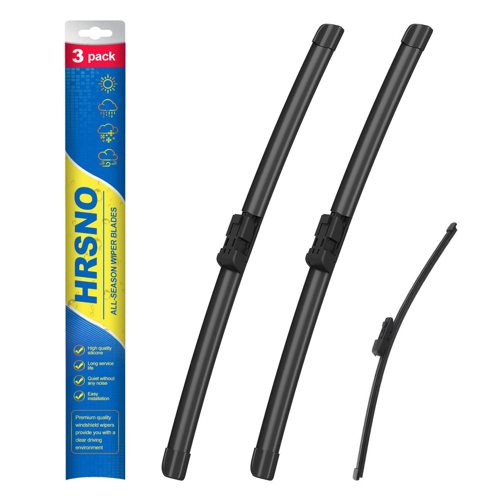 Hrsno 26''+22'' Windshield Wipers With 12'' Rear Wiper Blade Sets Automotive Replacement For Volkswagen Atlas 2018-2023,Atlas Cr