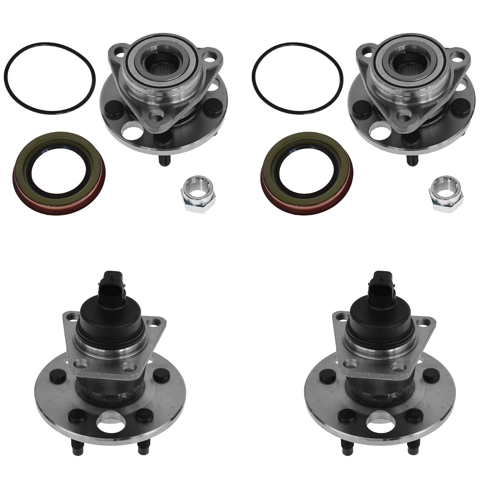 Trq Front & Rear Wheel Hub & Bearing Kit Set Of 4 For Buick Chevy Olds Pontiac