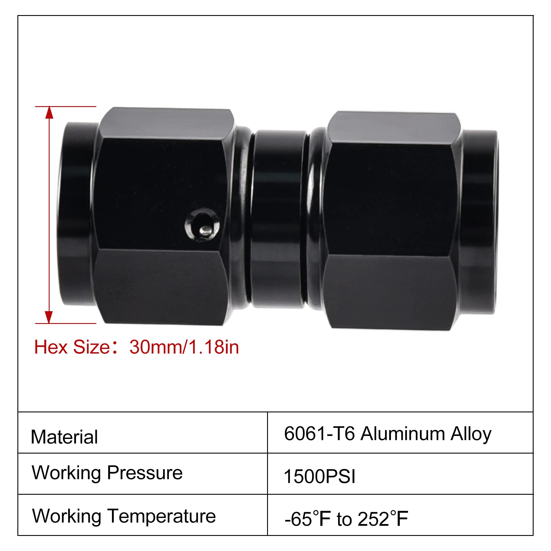 Evil Energy 12An Female To 12An Female Straight Swivel Coupler Union Fitting Adapter Aluminum Black