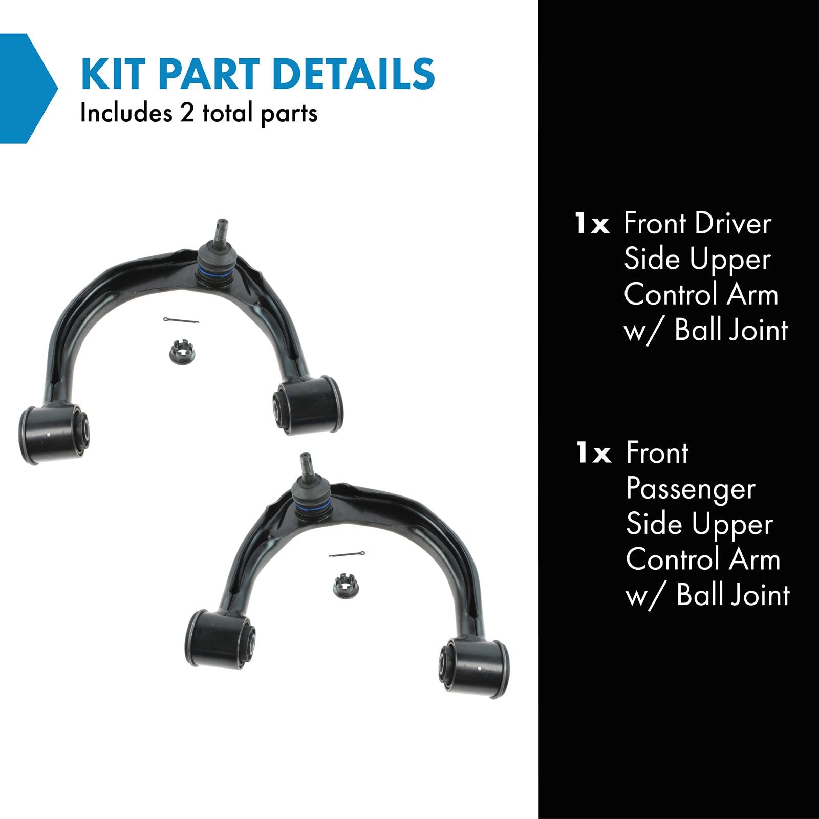 Trq Front Upper Control Arm With Ball Joint Set Driver & Passenger Side Upper Compatible With 2005-2022 Toyota Tacoma