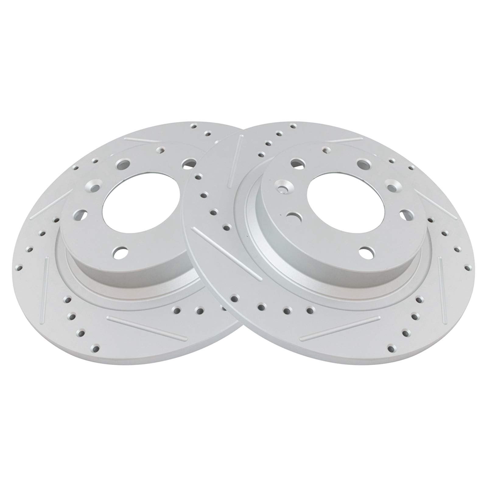 Trq Rear Performance Brake Rotor Drilled Slotted Pair Set For 2003-2013 Mazda 6/2006-2012 Fusion / 2006-2011 Milan / 2007-2012 M