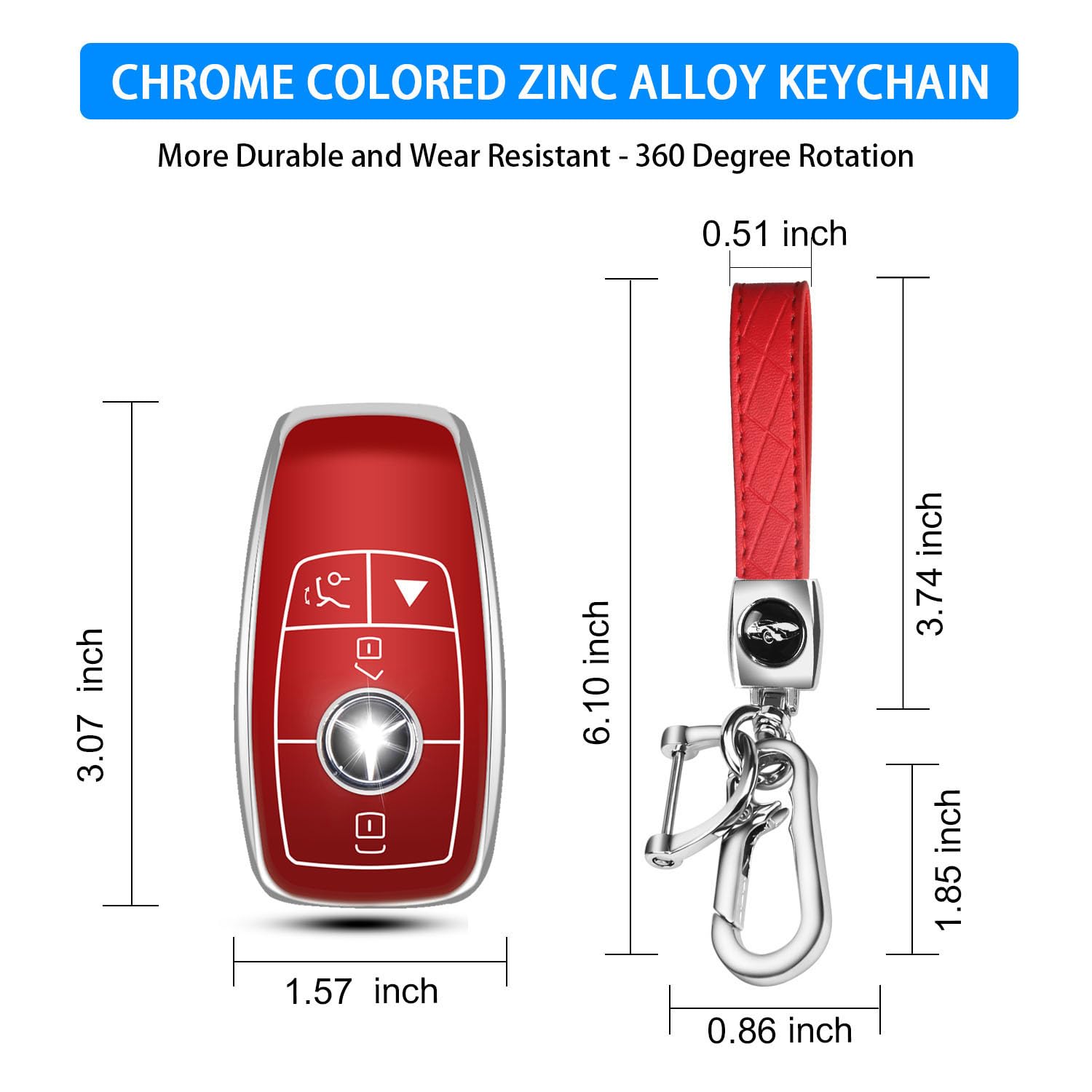 Qbuc For Mercedes Benz Key Fob Cover With Keychain,Compatible With C E R S G S Cls Clk Glc Ml Gle Gls Sl Slr Mclaren Amg Key (Re