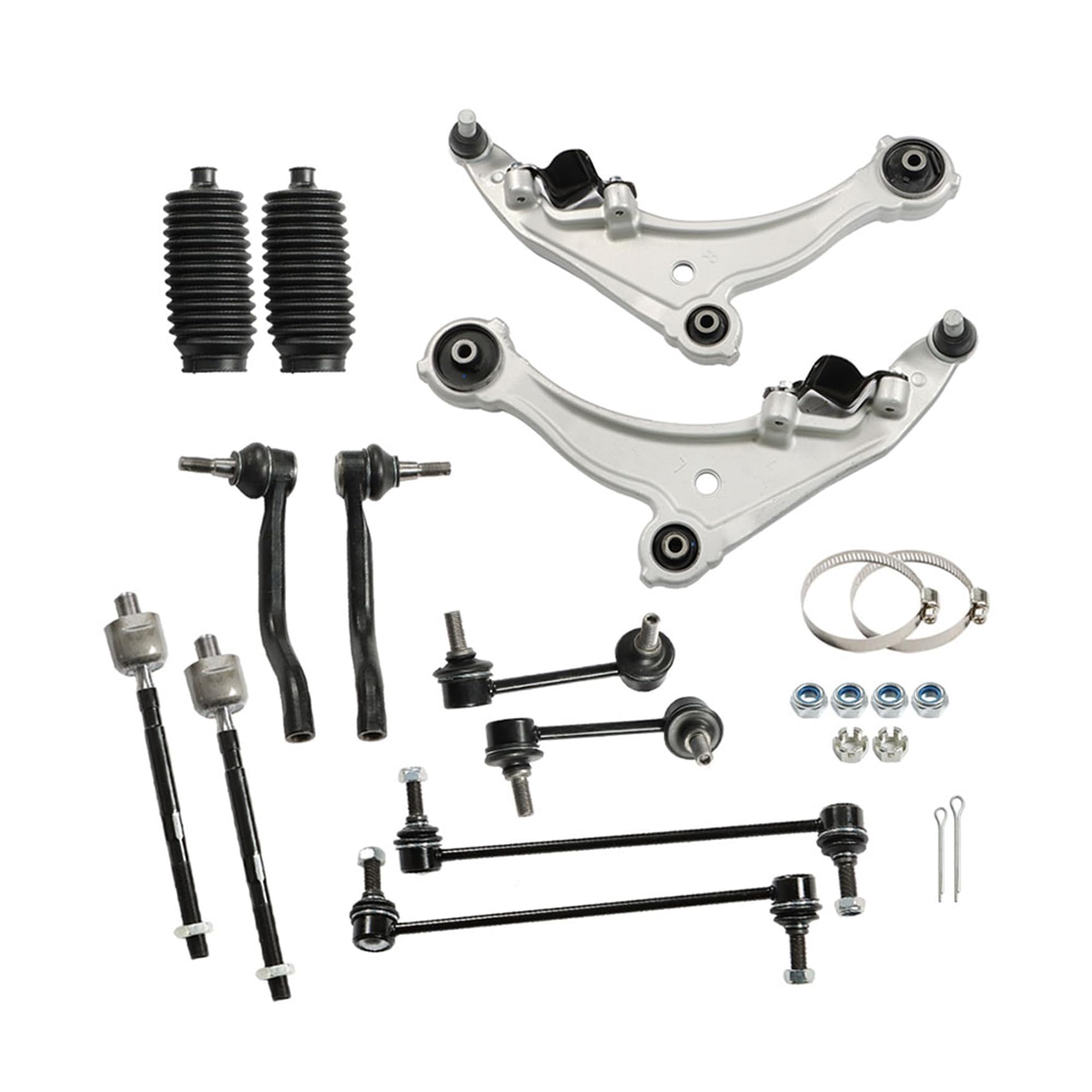 WFLNHB 12Pcs LH and RH Front Lower Control Arm Ball Joint Tie Rod End Sway Bar Link Kit Replacement for Nissan Maxima 2009-2014