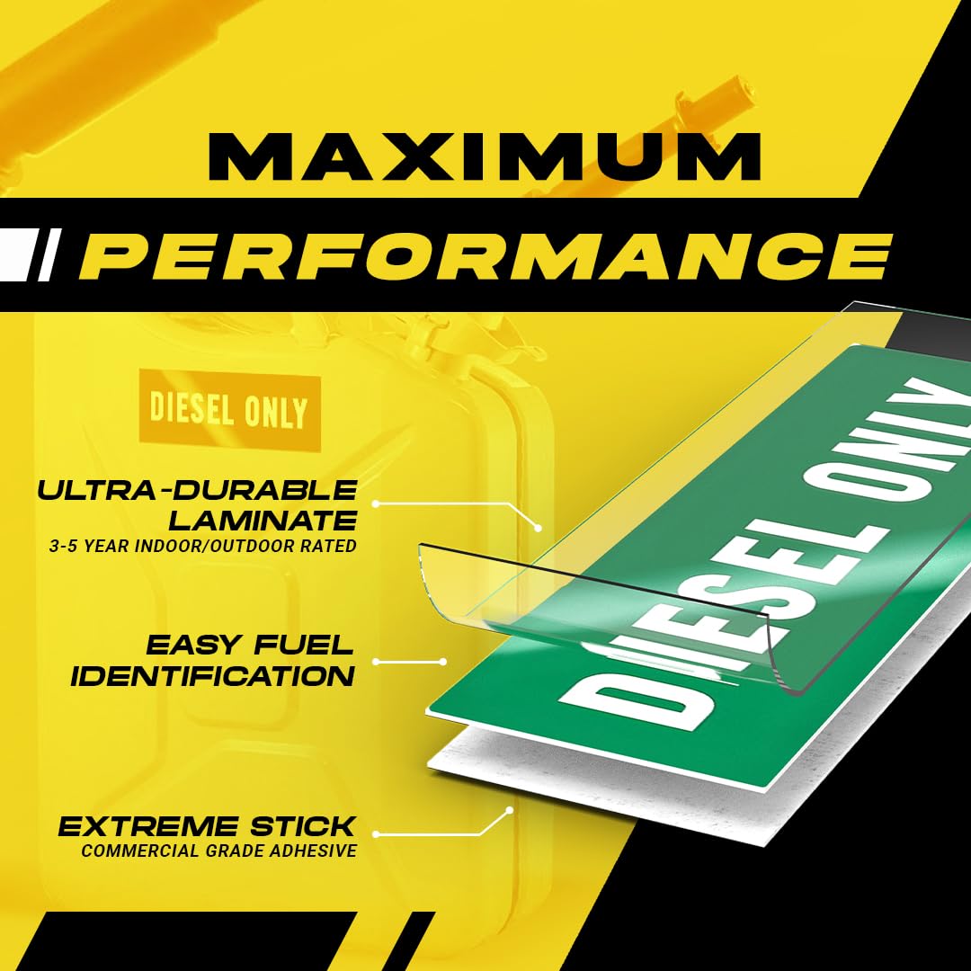 Diesel Sticker For Fuel Tank - Weatherproof Diesel Only Sticker - Fuel Labels For Storage Tanks, Trucks, Tractors, Heavy Equipme