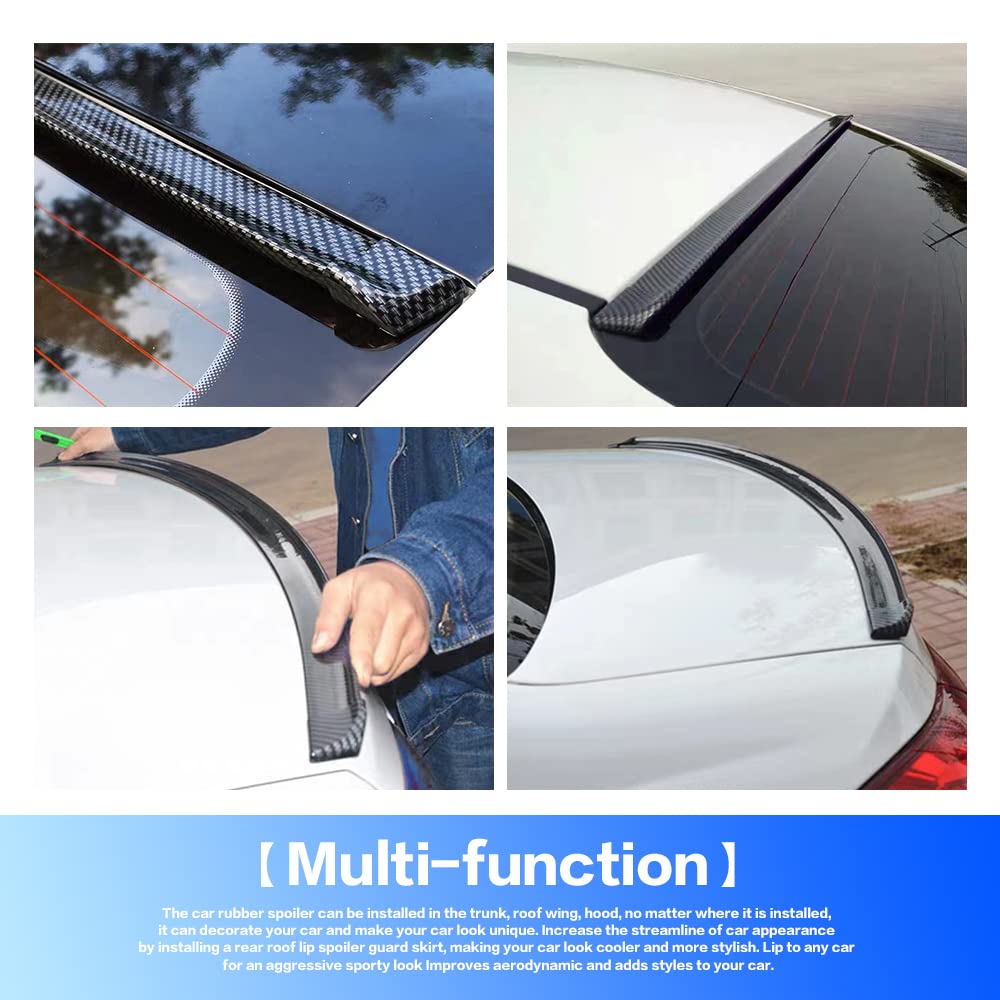 Car Trunk Spoiler Roof Lip Kit,3D Pu Rear Trunk Lip Or Roof Spoiler Sticker Bar With Carbon Fiber Pattern,Car Rear Spoiler Exter