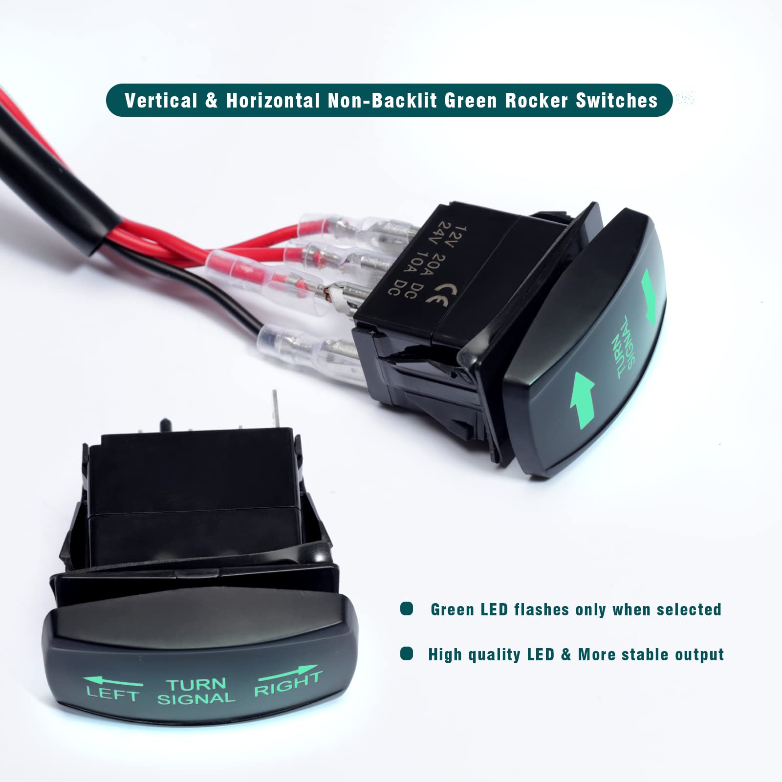 ATV UTV Turn Signal Kit with Turn Signal Rocker Switch Compatible with Polaris RZR Ranger Turbo Can-Am Street Legal Kit, Side by