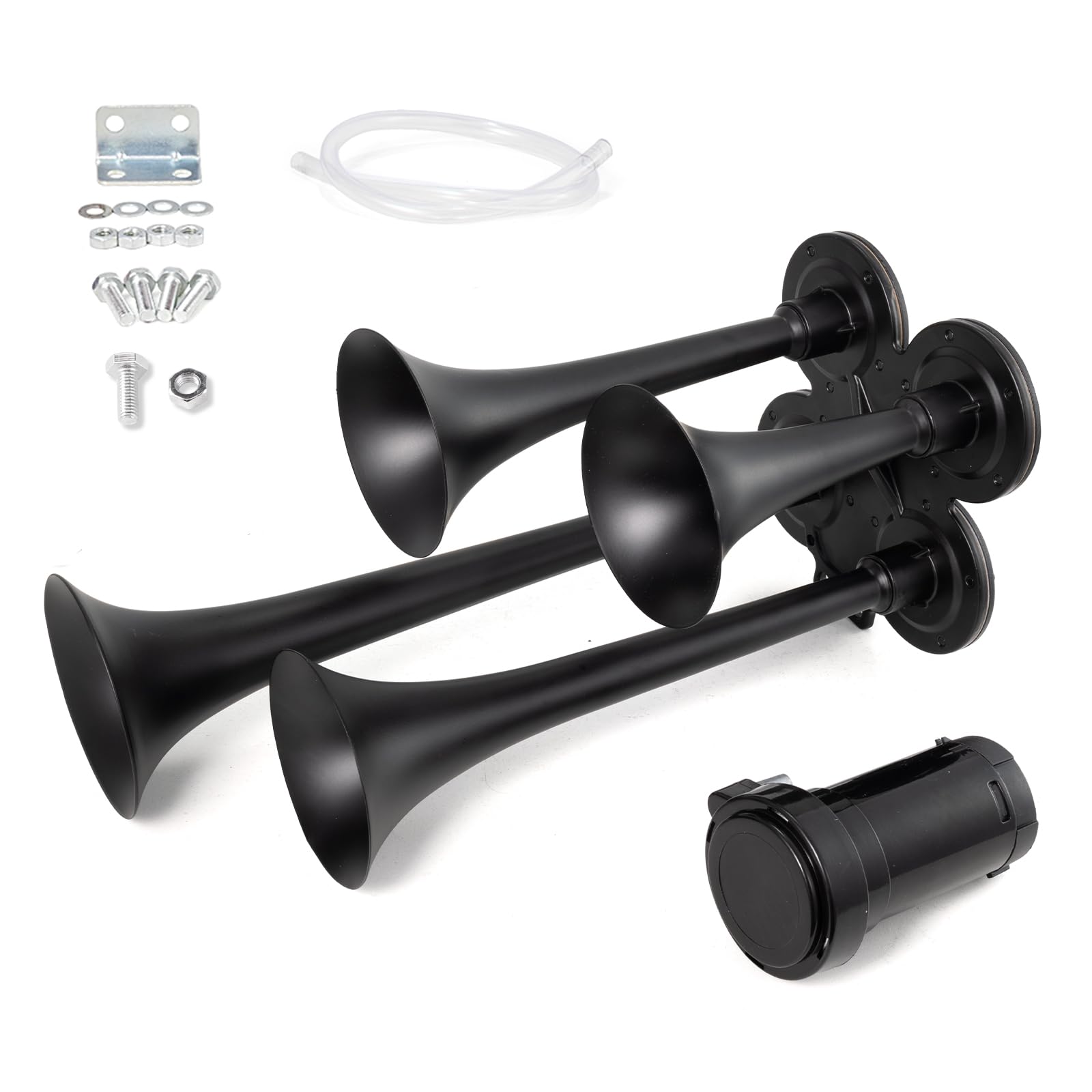 AOLIHAN 150dB Train Horns for Trucks 12V Truck Horn with Compressor Super Loud 4 Trumpet Air Horn for Car/Pickup/Van/SUV/Pickup