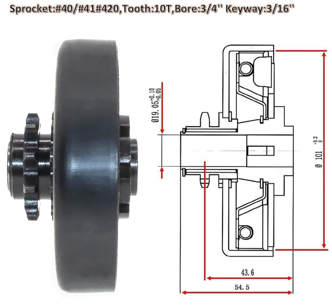 Centrifugal Clutch Go Kart Clutch Predator 212 Clutch 3/4' Bore 10 Tooth With Bolt Compatible Predator 212Cc 196Cc & Gx160 Gc160 Up To 6.5 Hp Engine