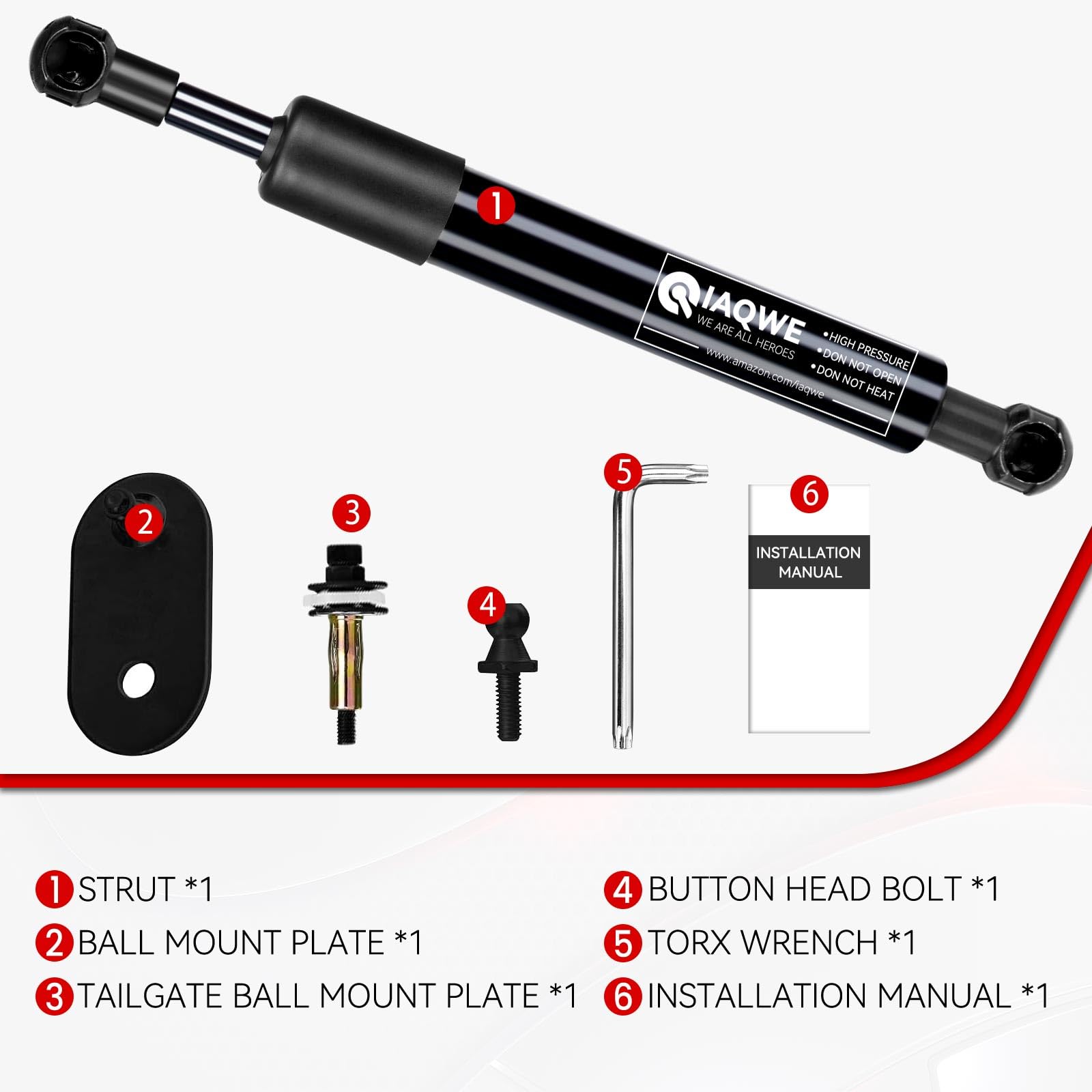 Iaqwe 43200 Truck Tailgate Assist Shock For 2004-2014 F150 & 2006-2008 Lincoln Mark Lt