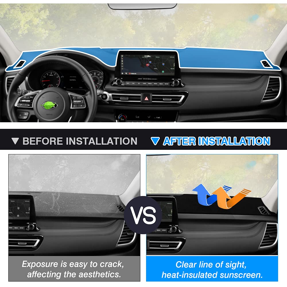 Autorder Dashboard Cover Mat For Kia Seltos 2021 2022 2023 2024 Accessories Dash Cover Flannel Dash Mat Sunshade Glare Uv Rays Protector