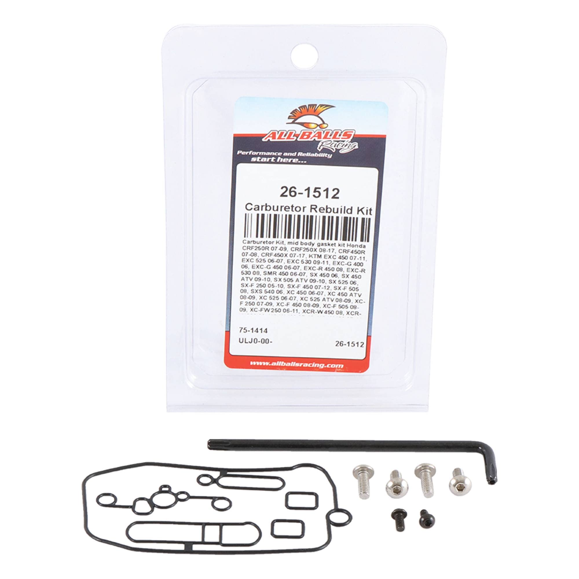 All Balls Racing Carburetor Kit, Mid Body Gasket Kit 26-1512 Compatible With/Replacement For Ktm Exc 450 2007-2011, Exc 525 2006