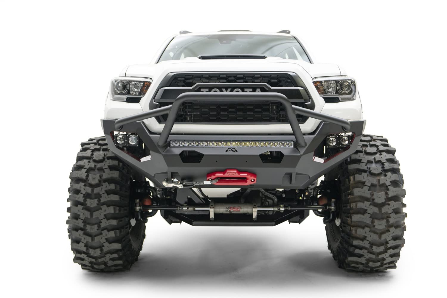Fab Fours Front Replacement Bumper for Toyota Tacoma, Alloy Steel, Black, Model TT16-X3653-1