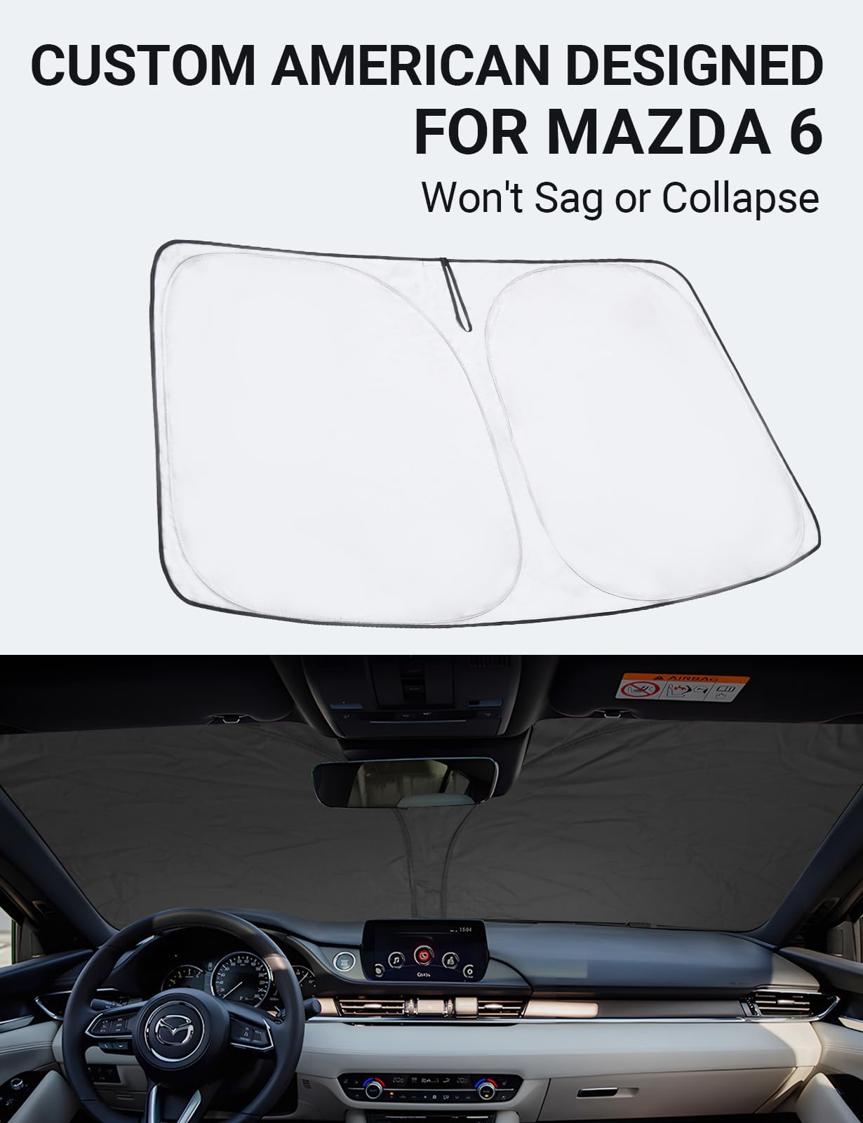 Proadsy Front Windshield Sun Shade Foldable Sunshade Protector Custom Fit 2014-2021 Mazda 6 Mazda6 Sedan, Sport, Touring, Grand