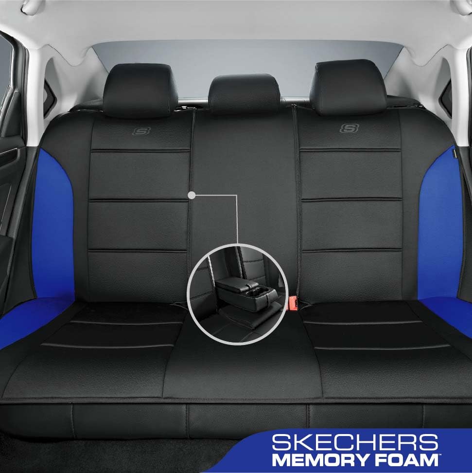 Skechers Memory Foam Car Seat Covers, Lycra Seat Covers Thick Memory Foam, Car Seat Cover Full Sets, Airbag Compatible, Automoti