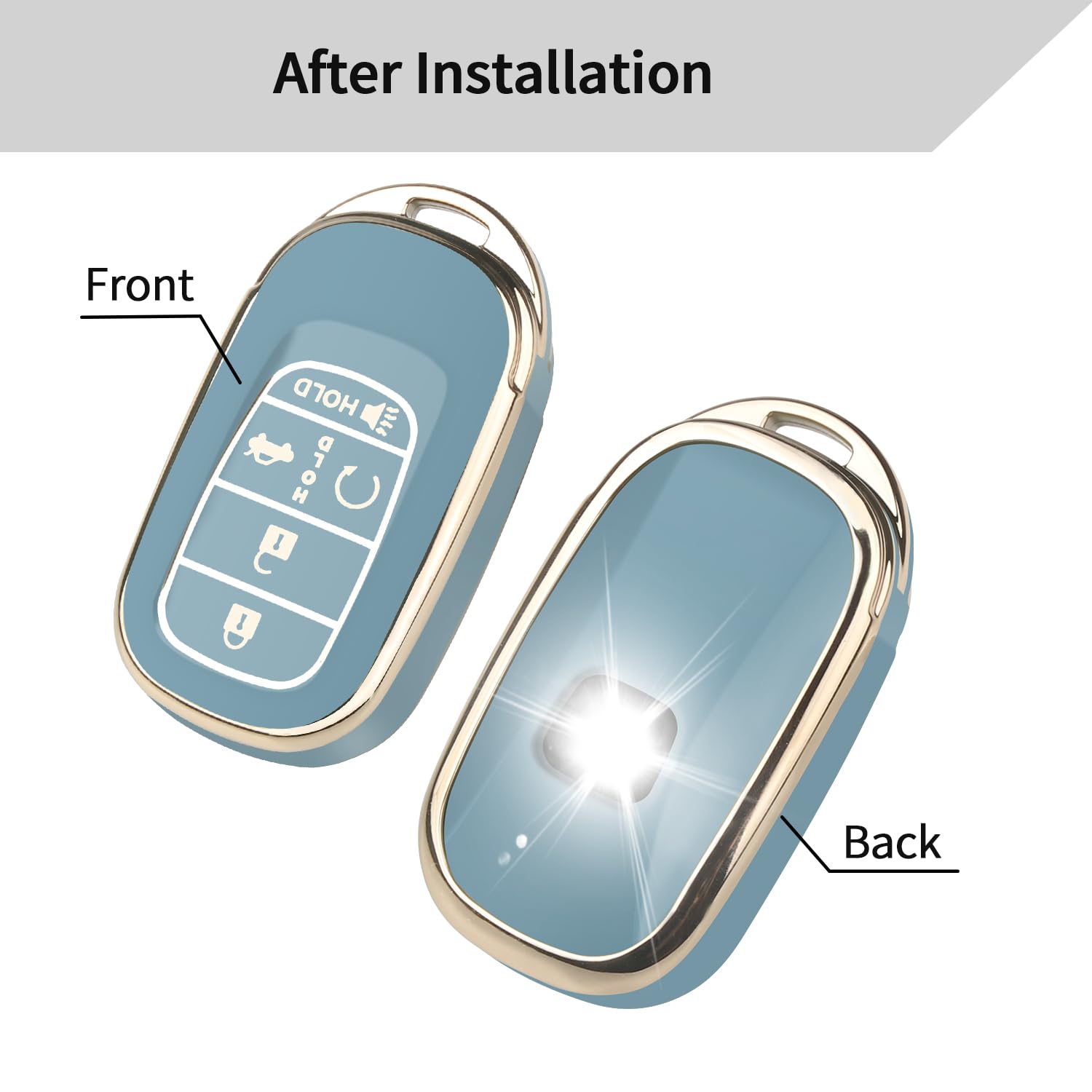 Qbuc For Honda Key Fob Cover, Soft Tpu Car Key Case Protector With Leather Keychain Compatible With Honda Accord Civic Hr-V Cr-V