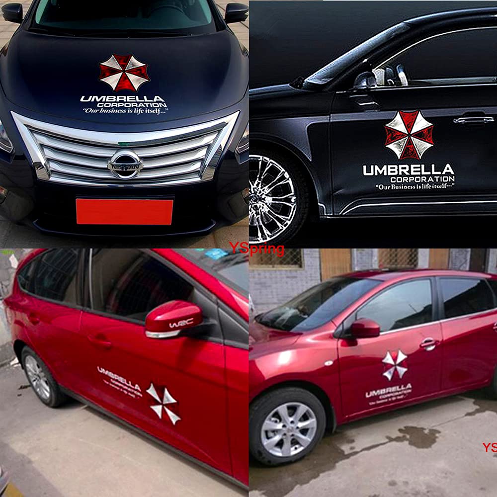 Hinscr Resi Dent Evi L Car Front Cover Decal Umbrella Corporation Logo Sticker Auto Body Vinyl Sticker For Vehicles (Style K - White Fonts-1Pcs-19.7In)