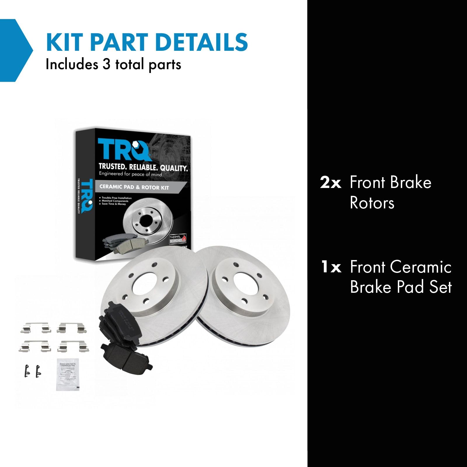 Trq Front Brake Pad & Rotor Kit Brake Pads Brake Rotor Ceramic Compatible With 2007-2010 Chevrolet Cobalt 2007-2009 Pontiac G5