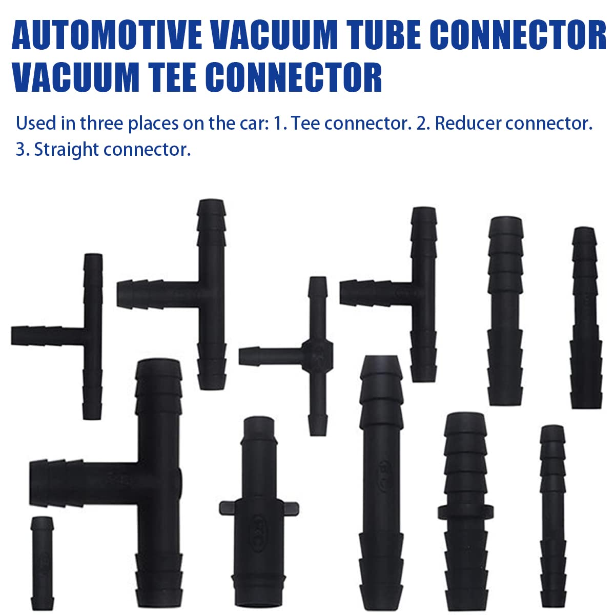 BELOMI 113 Pieces Vacuum Connector Assortment Kit, Auto Universal Nylon Vacuum Tee Tubing Hose Connector Set, 12 Sizes Fit for A