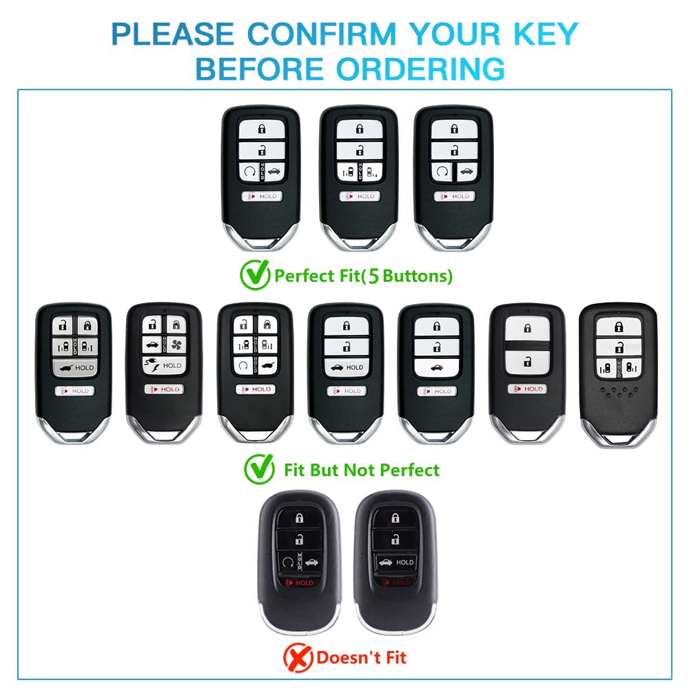 1797 For Honda Key Fob Cover Accessories Civic Accord Crv Pilot Passport Insight Car Remote Key Chain Case Shell Protector 5 Button White Silver Tpu