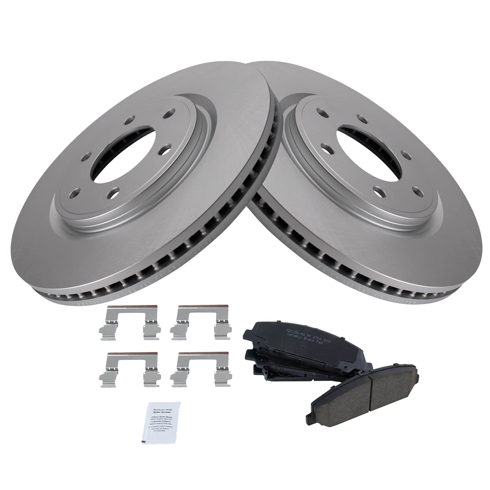 Trq Brake Pad & Rotor Kit Premium G-Coated Ceramic Front Compatible With 2008-2010 Infiniti Qx56 2008-2011 Nissan Armada Titan