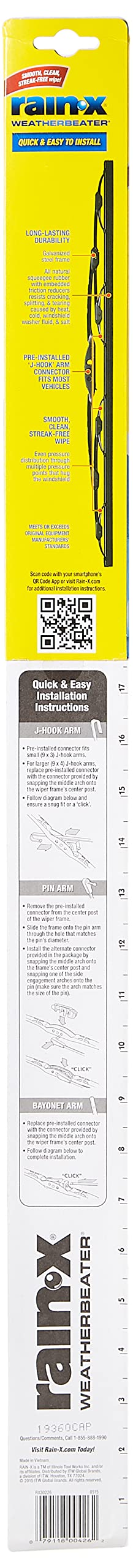 Rain-X Rx30226-5Pk Weatherbeater Wiper Blade - 26'' Windshield Wipers (Pack Of 5), Automotive Replacement Windshield Wiper Blade