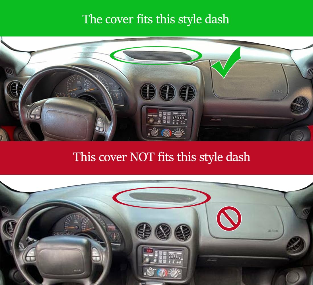 Fcovergurus Dash Cover Mat Custom Fit for Pontiac Firebird 1993 1994 1995 1996, Dashboard Cover Pad Carpet Protector (93-96 Blac