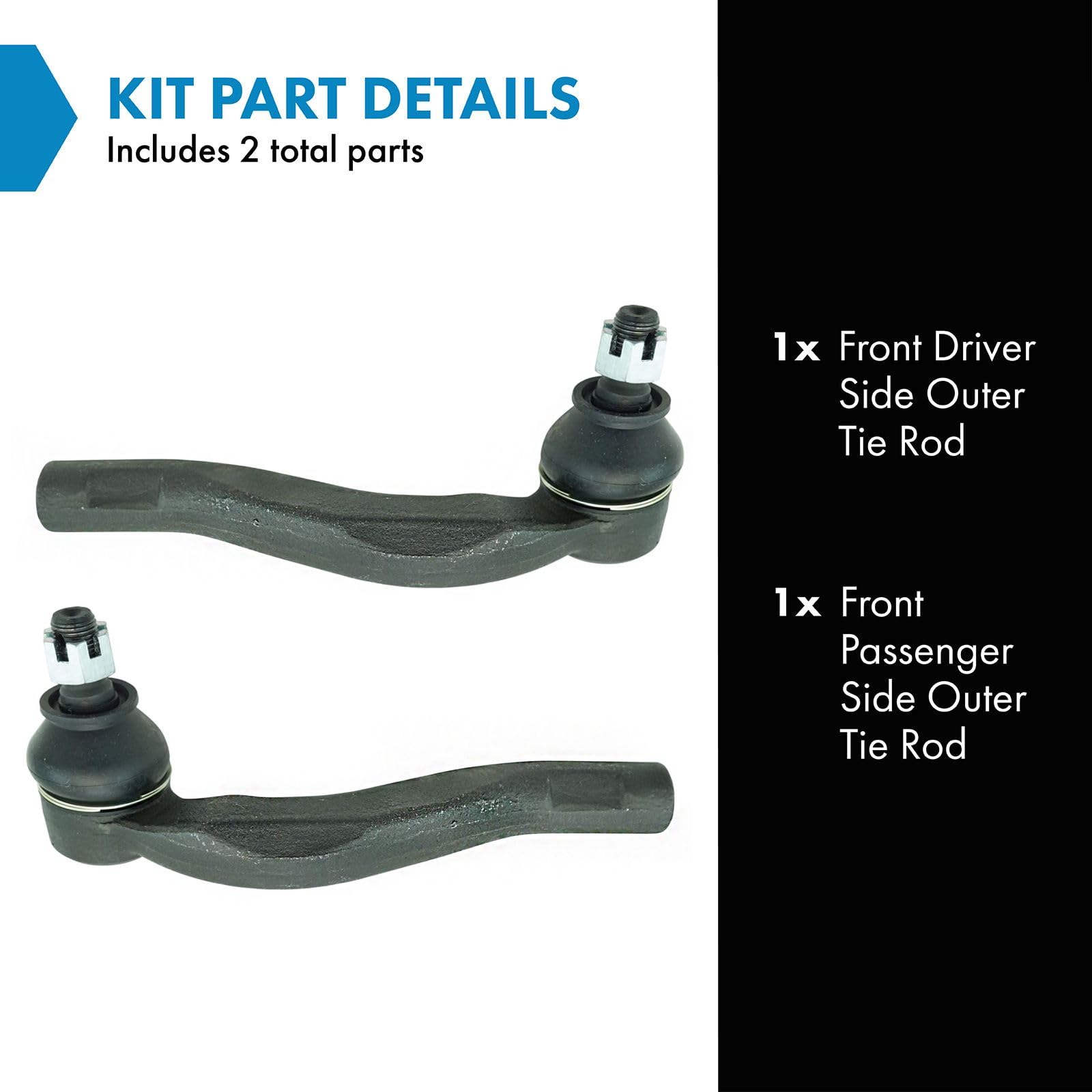 Trq Front Outer Tie Rod Set Compatible With 1995-2000 Lexus Ls400