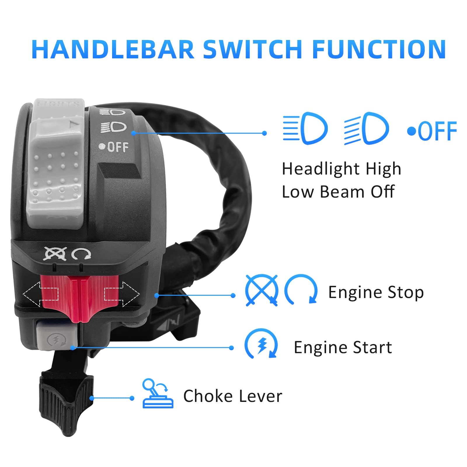 Control Switch Button Engine Start Run Off Headlight for Yamaha ATV Big Bear 250 400 Bruin 250 350 Grizzly 350 400 660 Kodiak 40