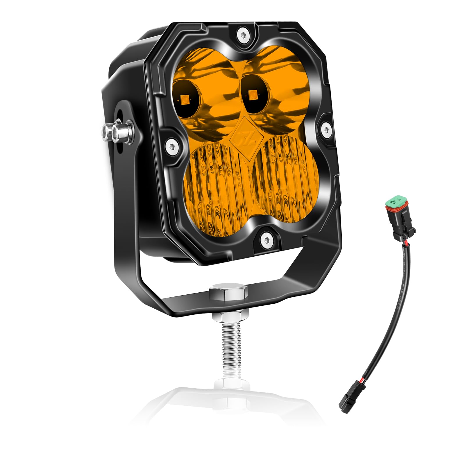 Willpower 4 inch 30W LED Light Bar with DT Wiring,Amber Spot Flood Beam Off Road 4X4 Driving Fog Lights,Waterproof Led Work Lamp