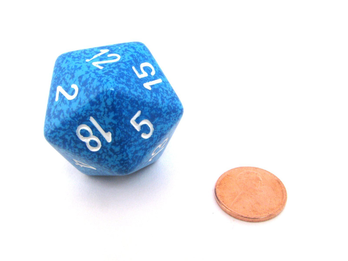 Jumbo D20 Counter - Speckled 34Mm Dice: Water With White