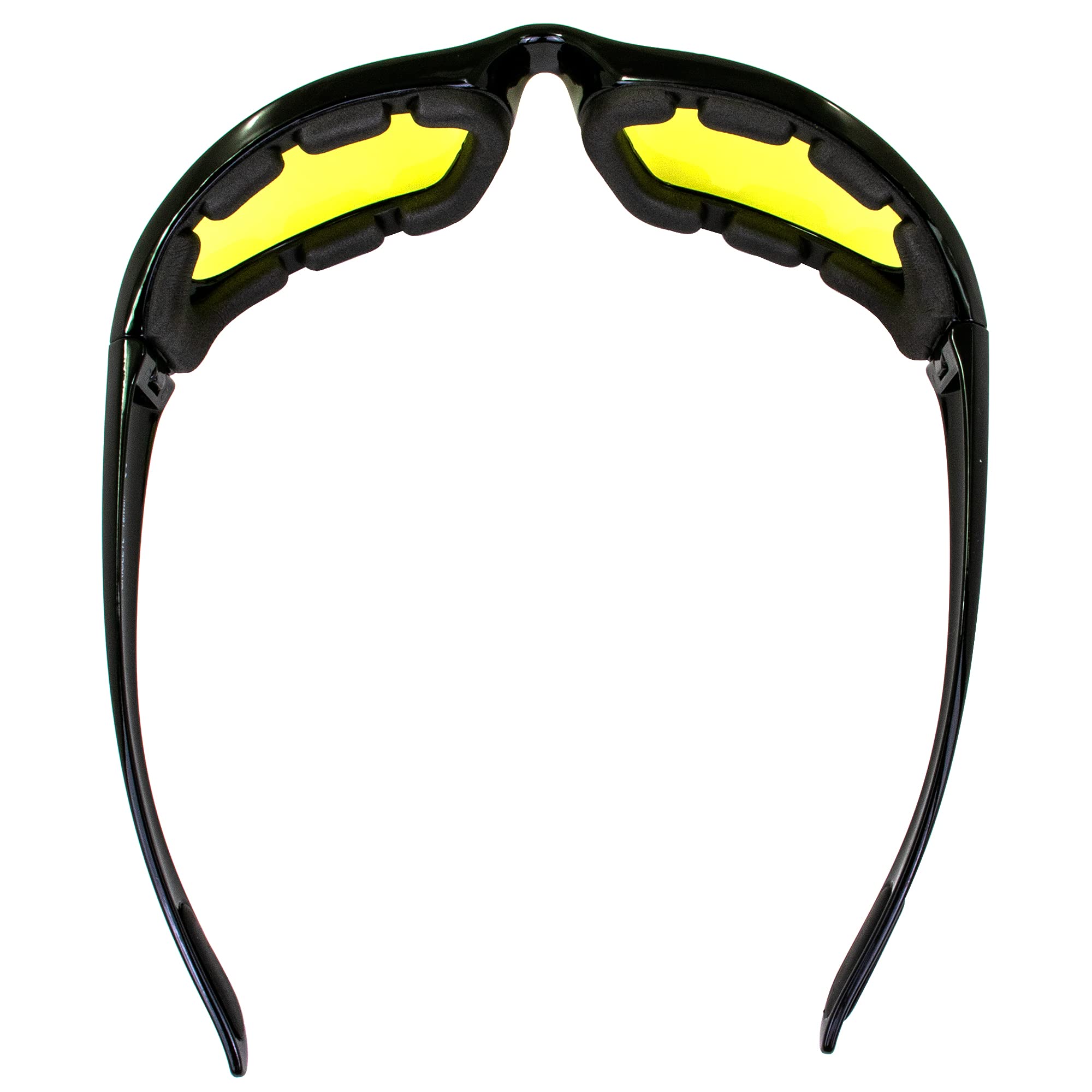 Birdz Eyewear Oriole Padded Motorcycle Glasses (Black Frame/Yellow Lens)