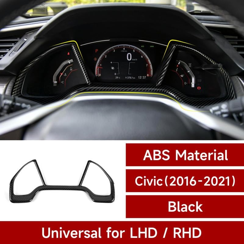 BRMYL Dashboard Instrument Panel Decals for Honda Civic 2016 2017 2018 2019 2020 2021 10th Gen Accessories ABS Carbon Fiber Inte