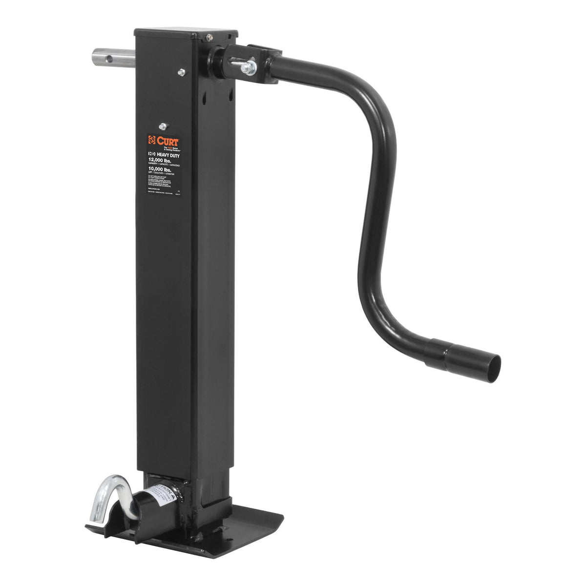 Curt 28512 Direct Weld On Heavy-Duty Trailer Jack, 12,000 Lbs. 12-3/8 Inches Vertical Travel, Black