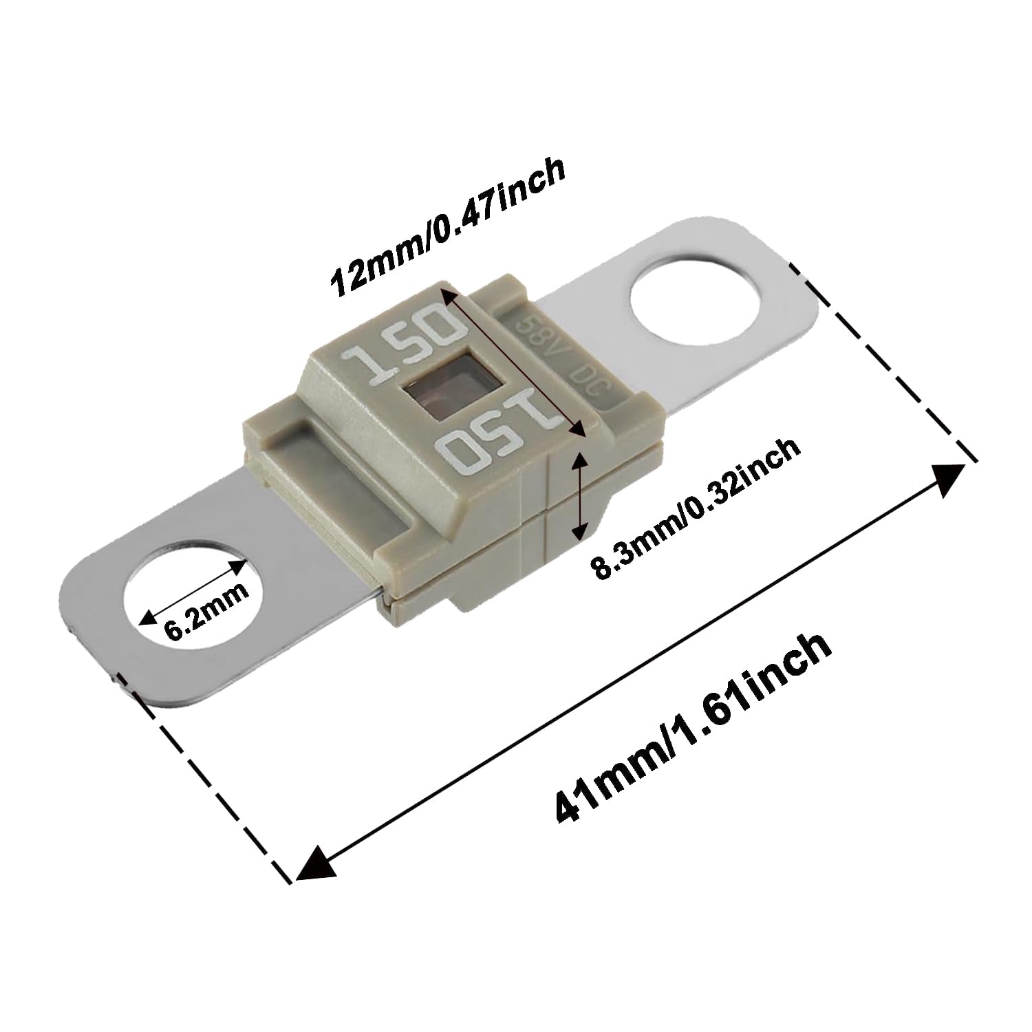 Bojack 150 Amp Ami/Midi Fuse Holders And High Current Bolt-On Midi Fuses 150A For Cars Trucks Vehicles (Pack Of 2