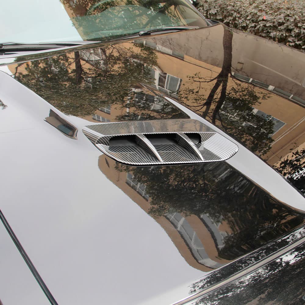Korlot Engine Hood Air Outlet Vent Moulding Cover Trim For Dodge Challenger 2015-2023 Sxt (Carbon Fiber Pattern)