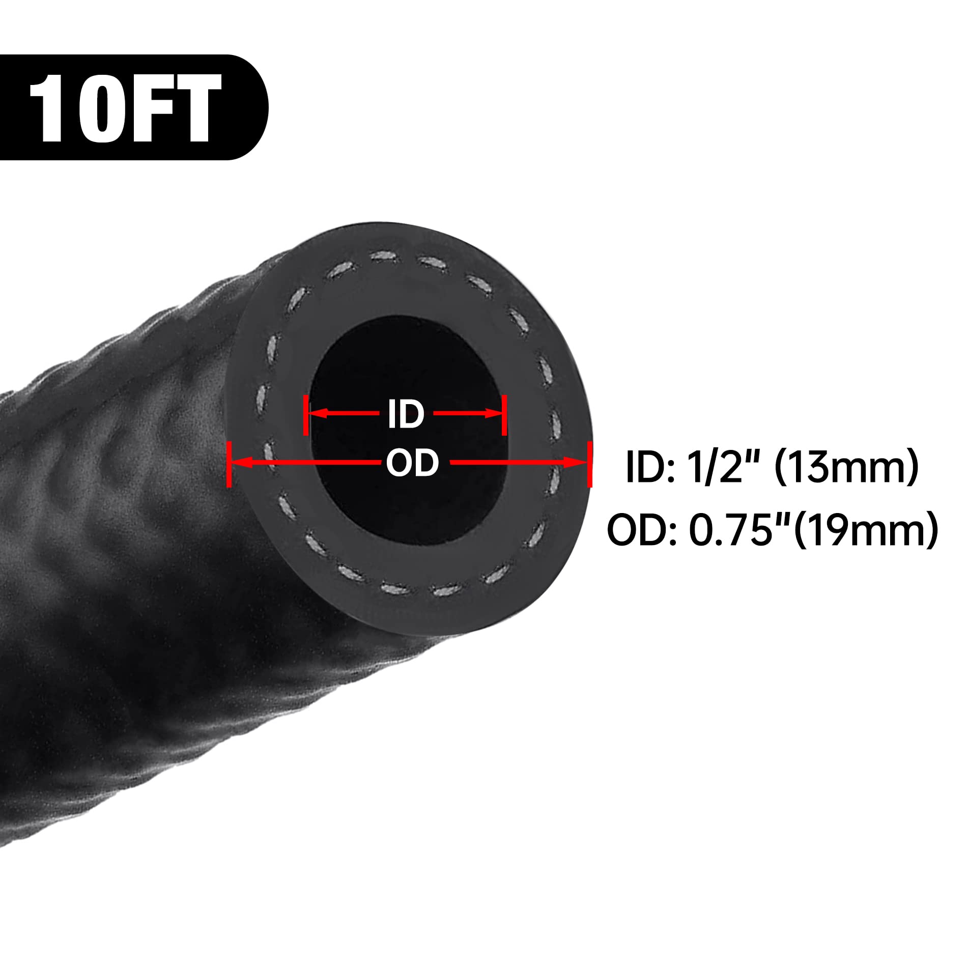 Evil Energy 1/2 Fuel Hose Line Push Lock Nbr Rubber Sae 30R7 10Ft 300Psi