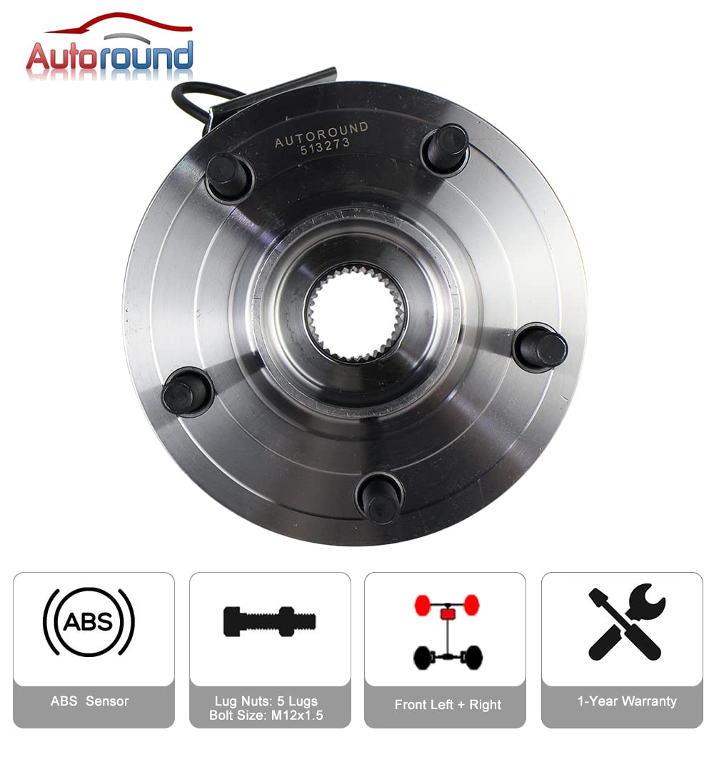 Autoround 513273 Front Wheel Hub And Bearing Assembly Compatible with 2008-2016 Dodge Grand Caravan, 2008-2016 Chrysler Town & C